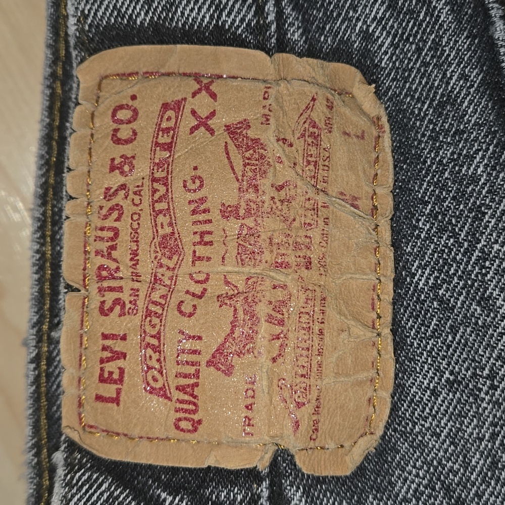 Vintage Levi 501 Button Fly Black Wash Jeans 38x32 Usa Made Ripped Crotch - Picture 3 of 16